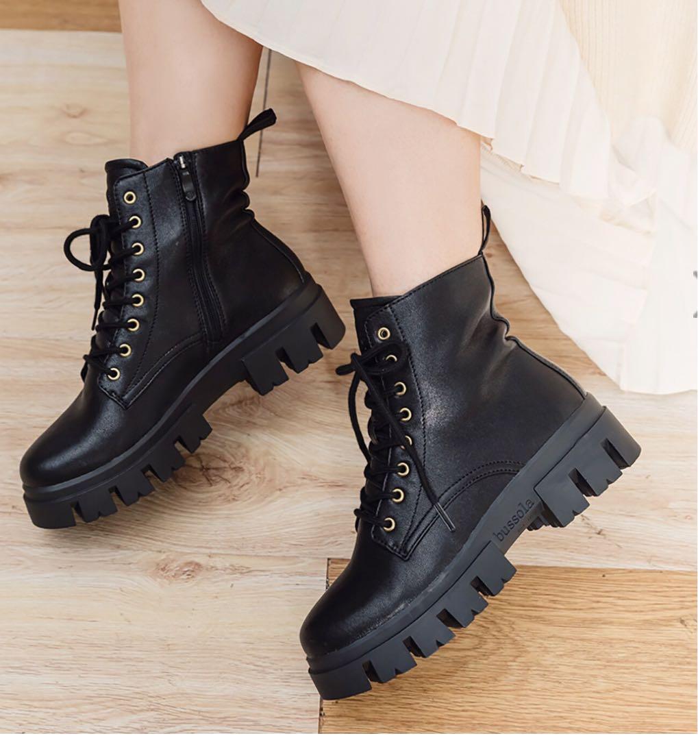 激安！半額！ ブソラ 撥水 山羊革 軽量 ボリュームソール ブーツ 25.5cm