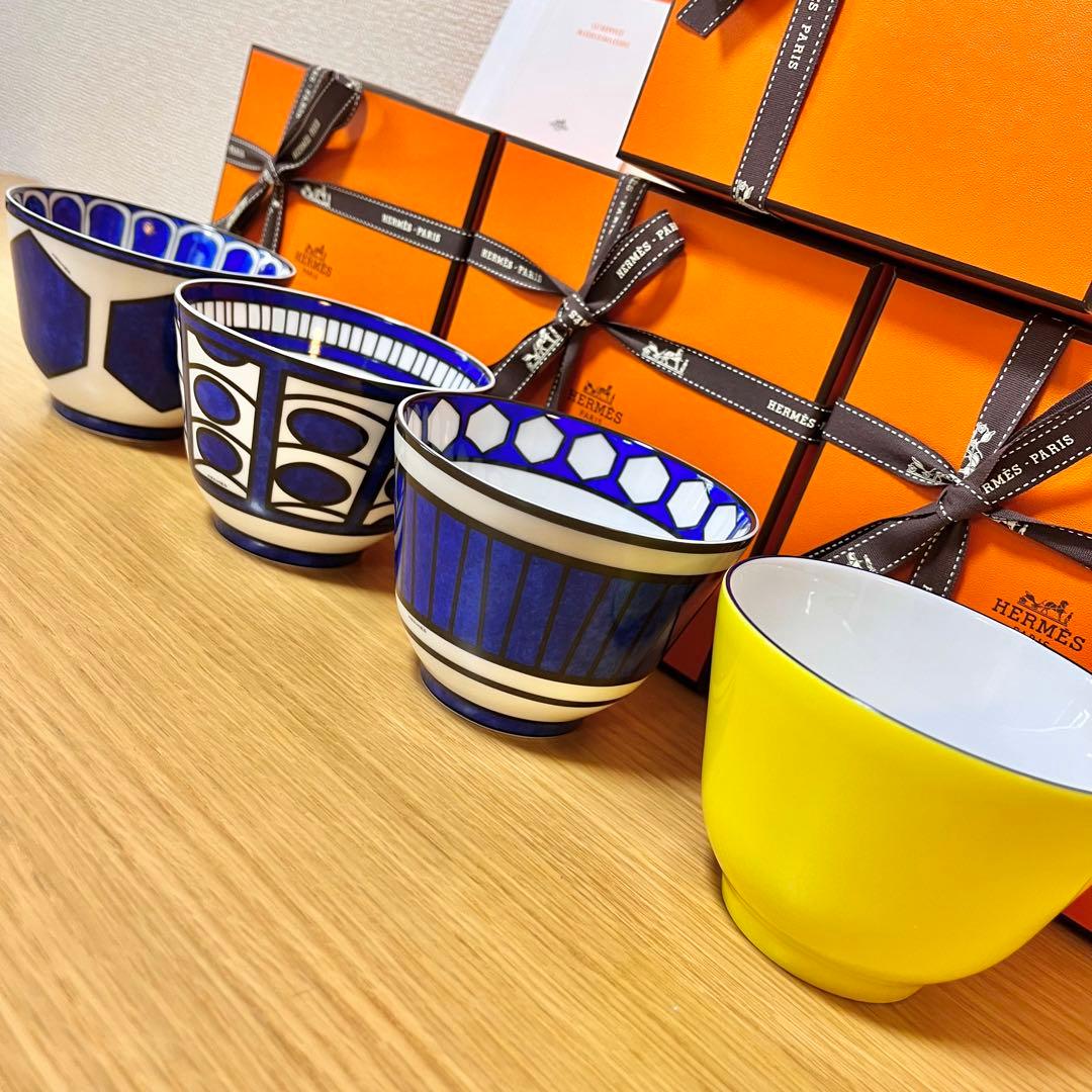 【廃盤 新品 全4種セット】エルメス　ブルーダイユール　ラージボウル
