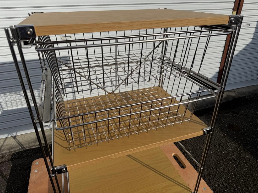 【美品】無印 ステンレスユニットシェルフ オーク材棚セット 小