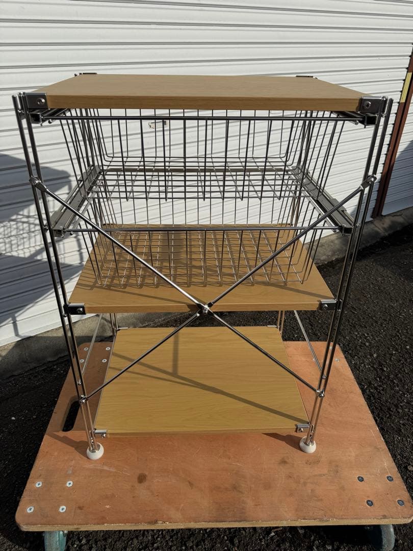 【美品】無印 ステンレスユニットシェルフ オーク材棚セット 小