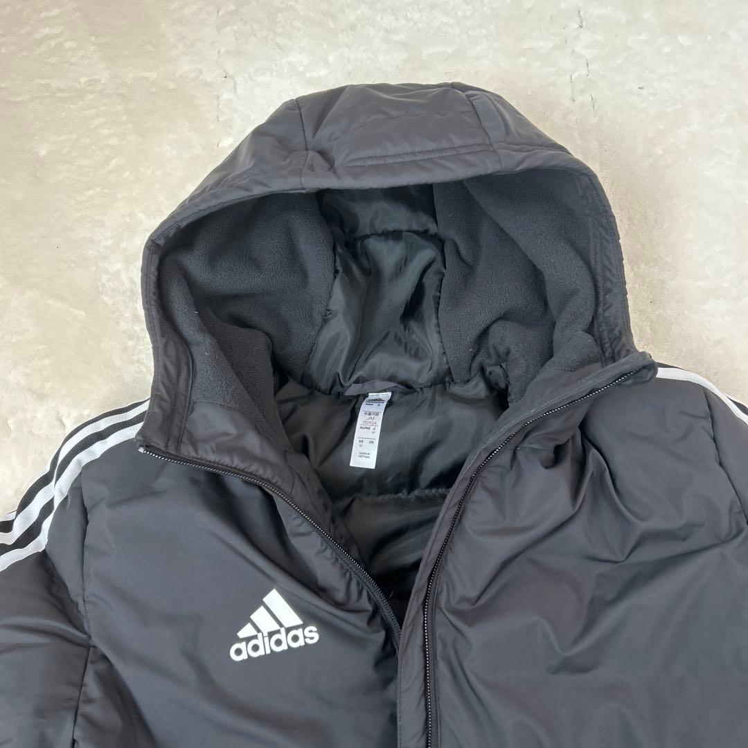 adidas ロングダウンコート ベンチコートブラック M 防寒
