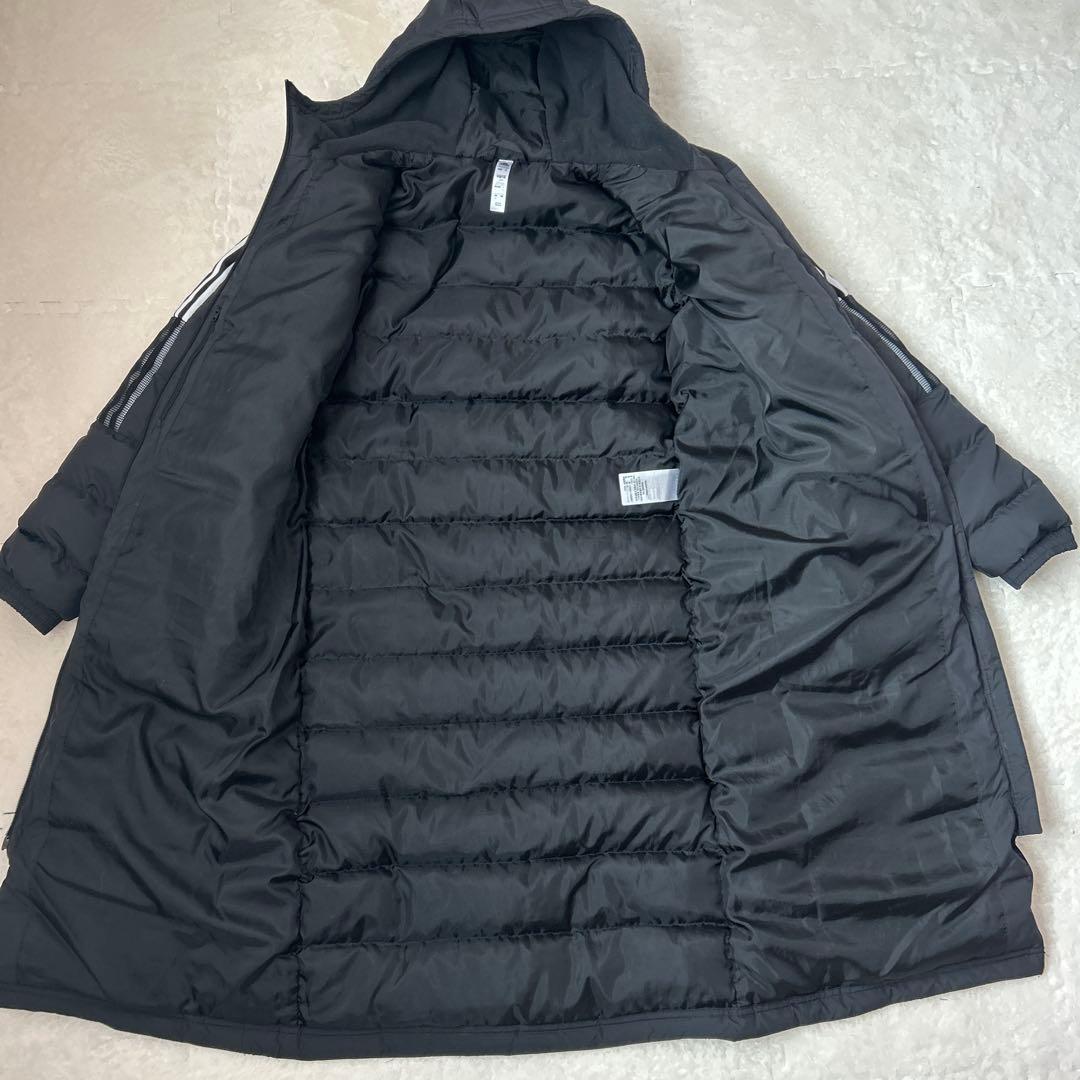 adidas ロングダウンコート ベンチコートブラック M 防寒