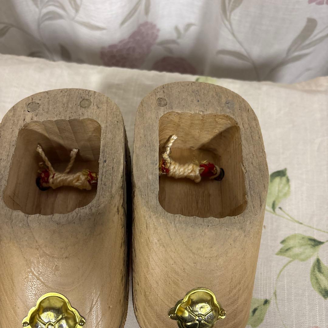 七五三用 鶴模様 木製下駄 赤金鼻緒 こっぽり　七五三
