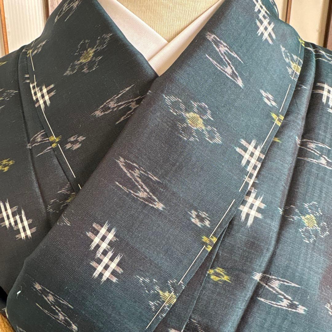 琉球絣　青緑　しつけ付き