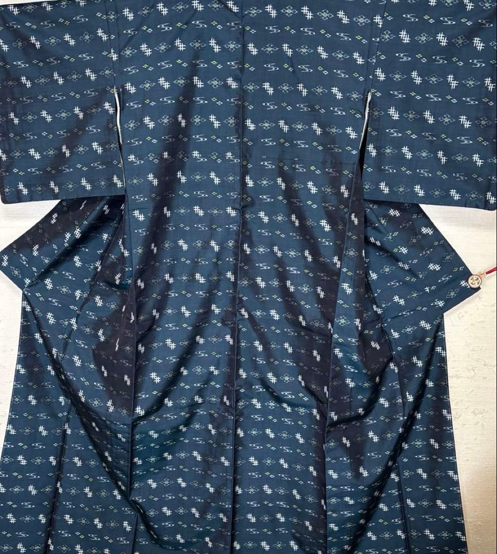 琉球絣　青緑　しつけ付き