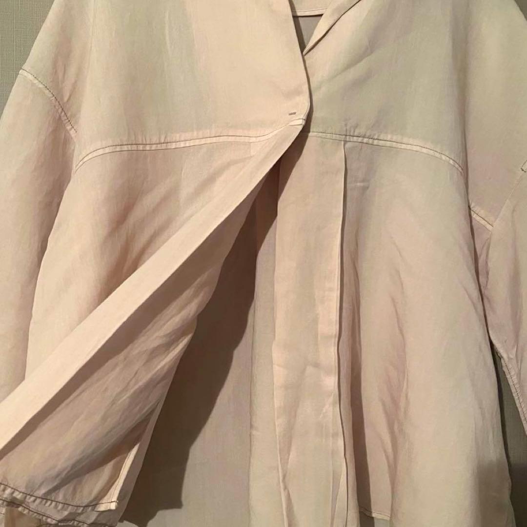 モラビト　2WAY ブラウス　38 ギャザー　オレンジベージュ　日本製　上質