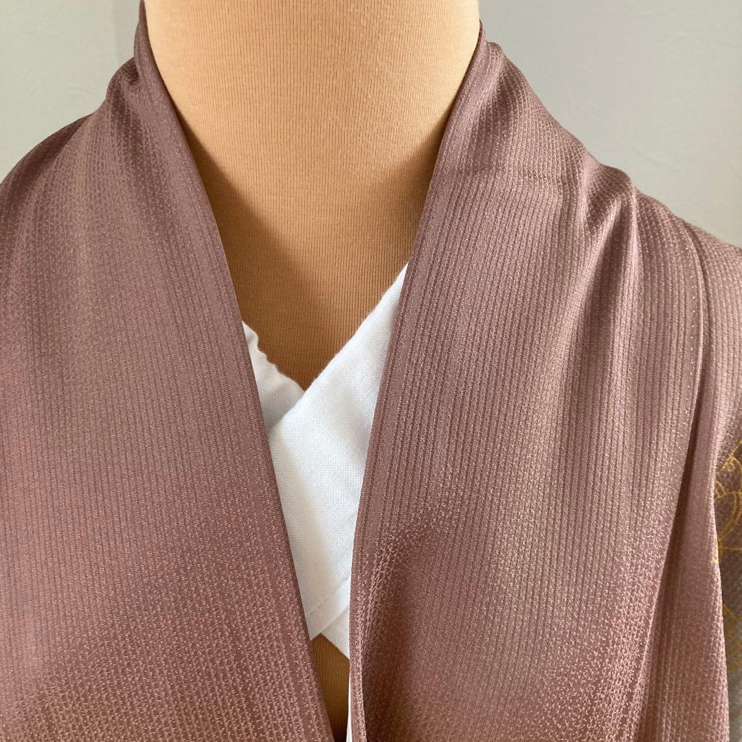 訪問着　吉祥花文　グラデーション　ピンクグレー　金彩トールサイズ　L からL L