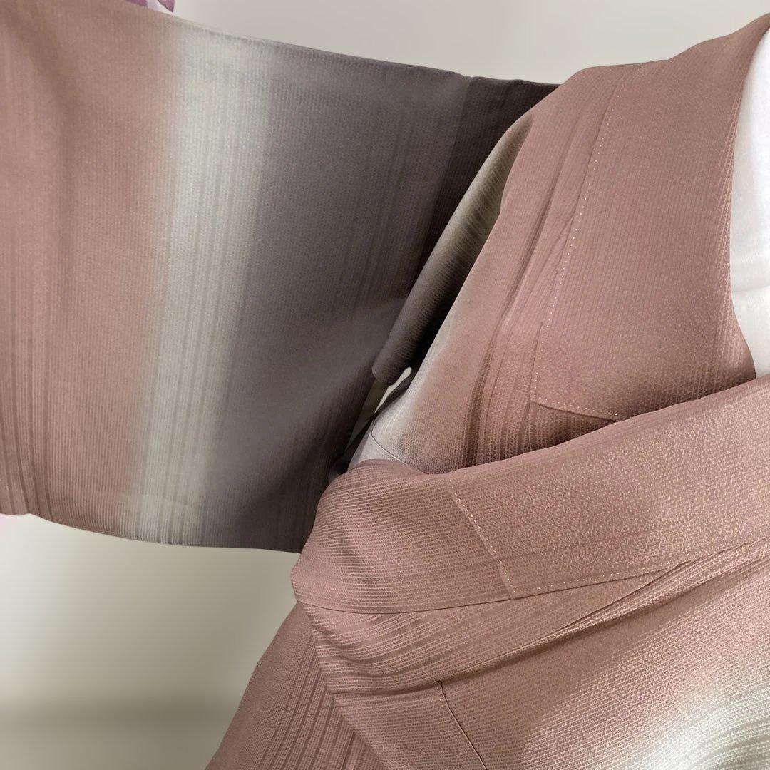 訪問着　吉祥花文　グラデーション　ピンクグレー　金彩トールサイズ　L からL L