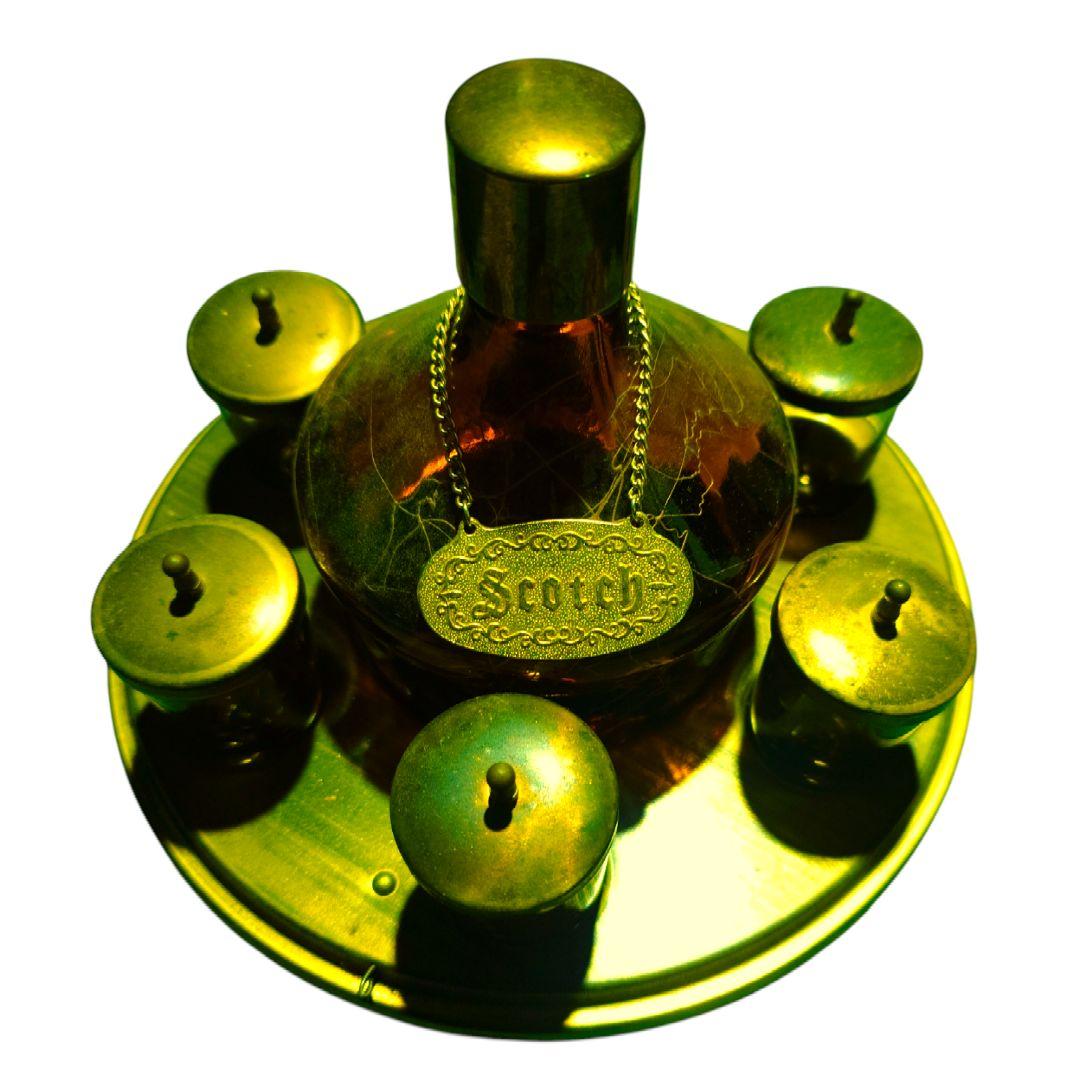 昭和レトロ 鳥かご型ウイスキー　ボトルスタンド　ショットグラス６Pホルダー