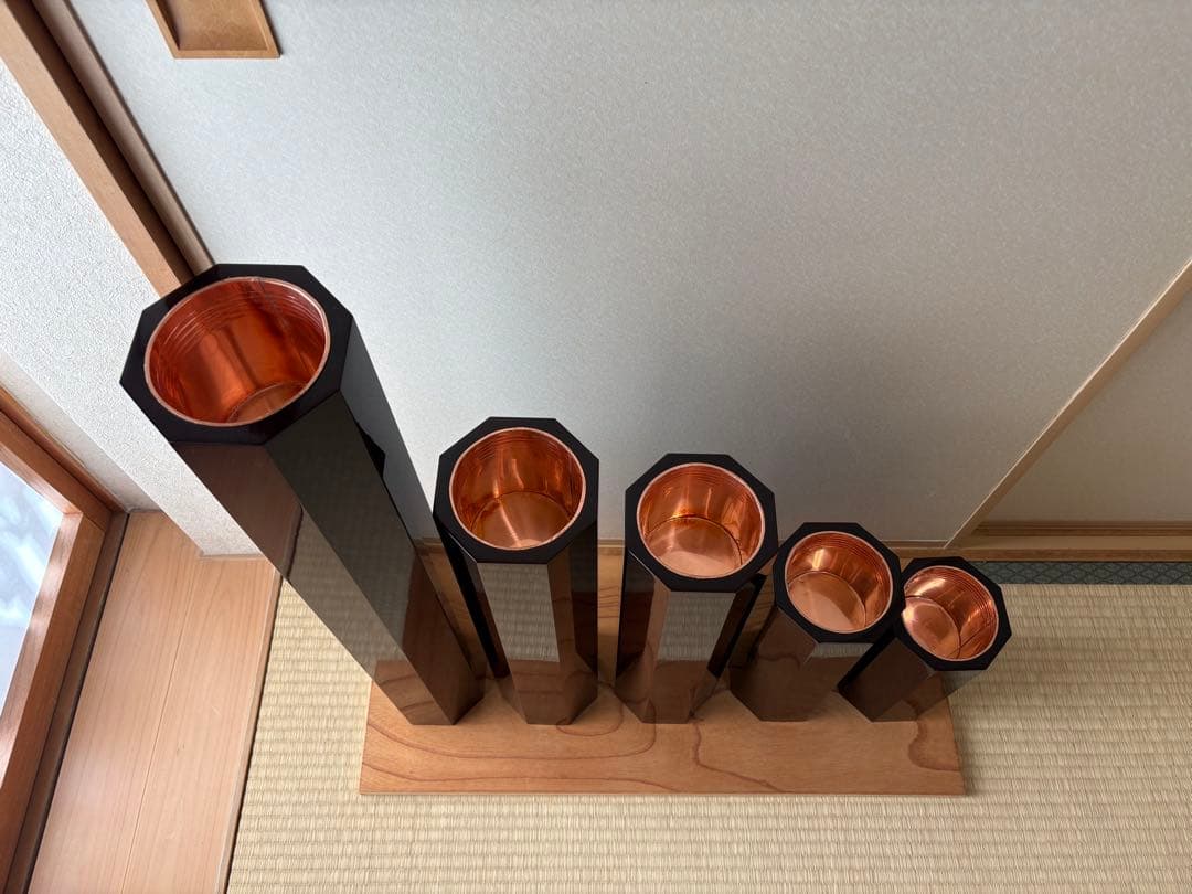 81-a 美品！　八角五管筒　5本セット　未生流　花入れ　華道具　生け花　寸胴