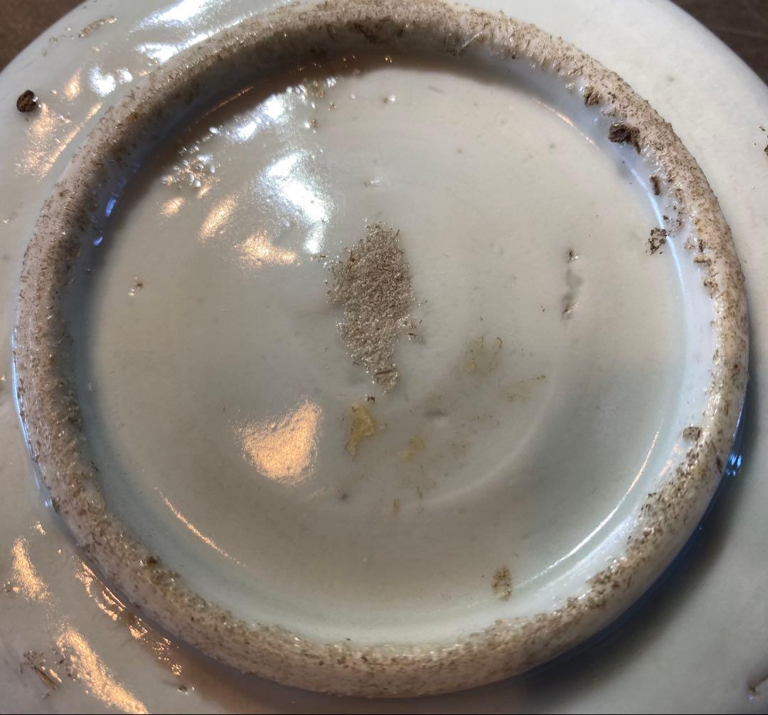 中国汕頭・スワトウ染付絵皿　鑑賞台付 沈船品・ヴィンテージ　レア ・台湾茶器