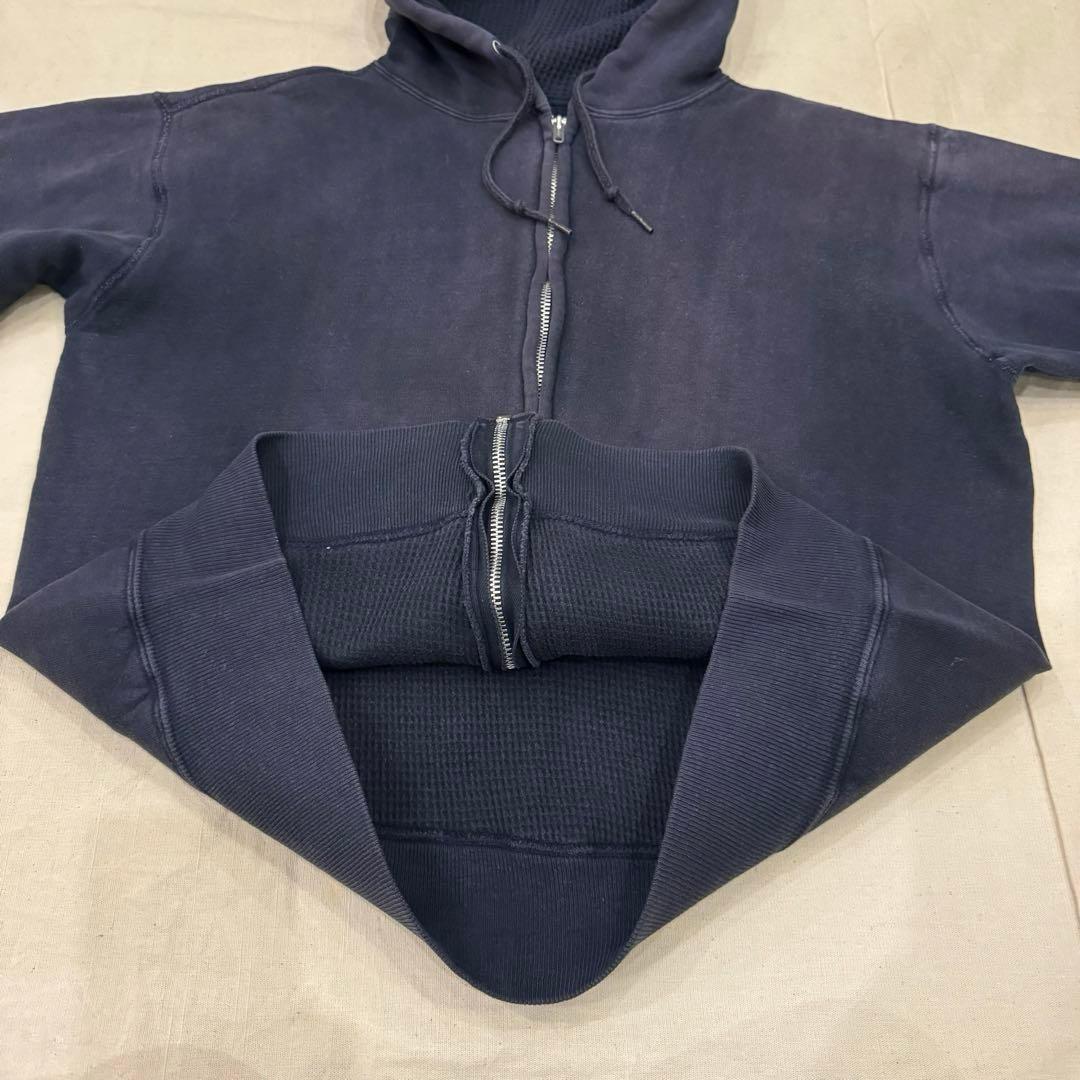 60s ダブルフェイス SWEAT ジップ パーカー 茄子紺 フェード ナス紺