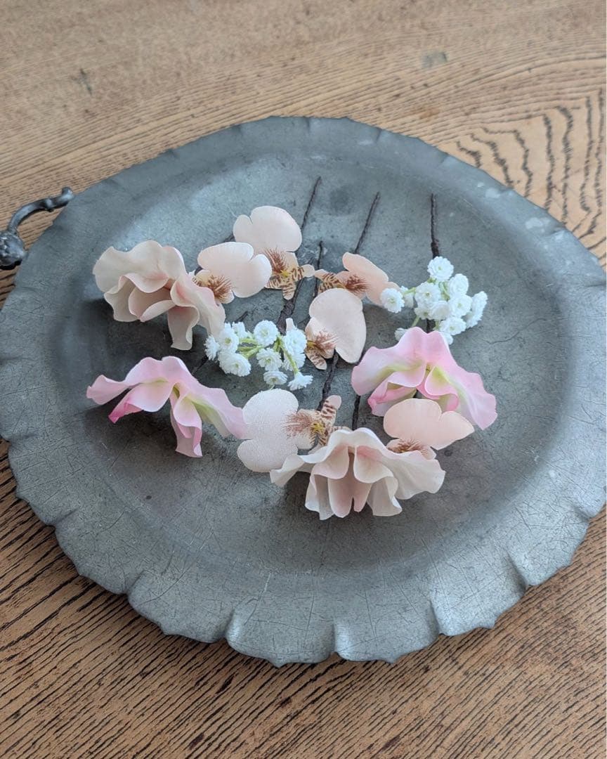 【結婚式】造花ブーケ ブートニア ヘッドパーツ3点セット ピンク 胡蝶蘭 前撮り