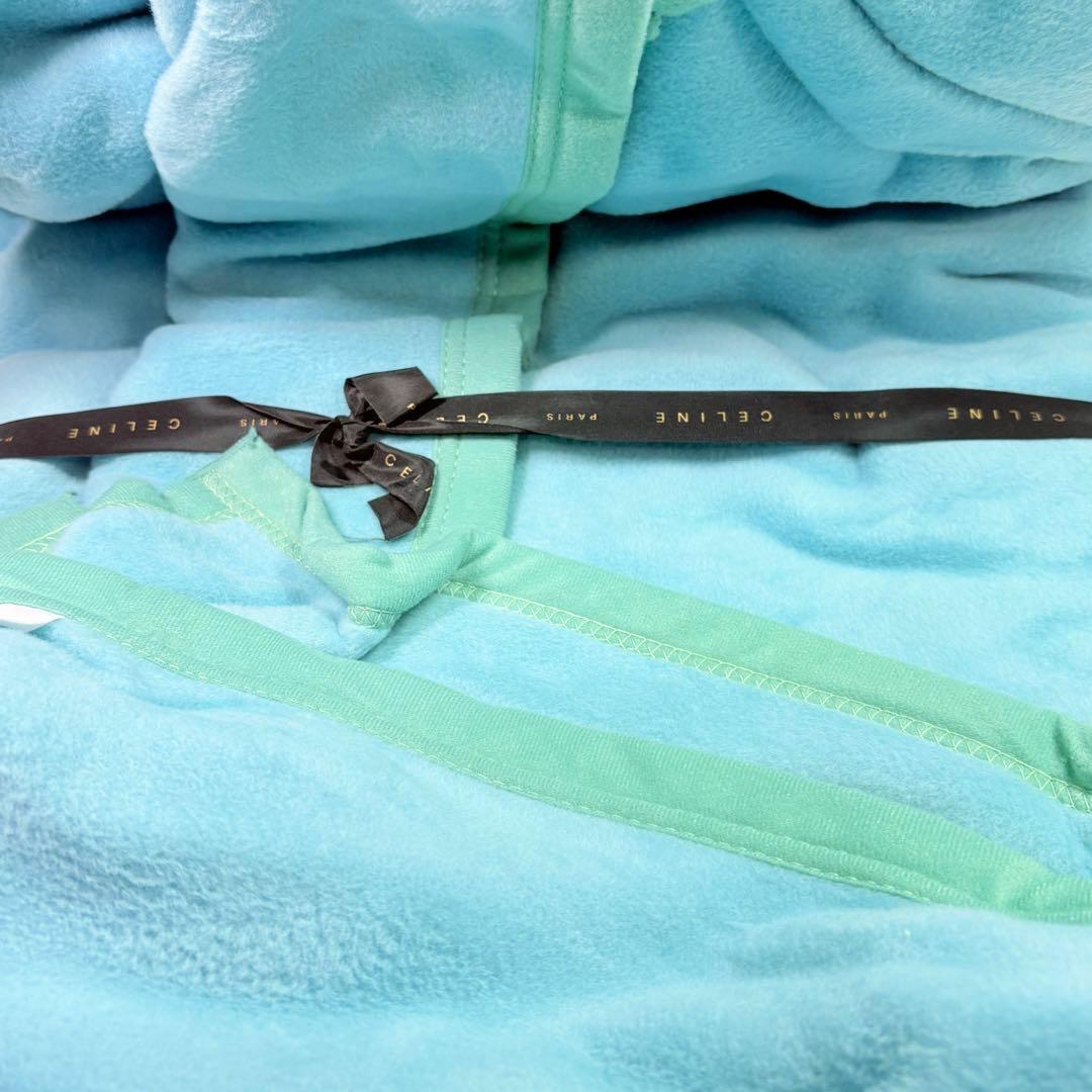 CELINE セリーヌ　シルキータッチ綿毛布　マカダムロゴ　ブルー