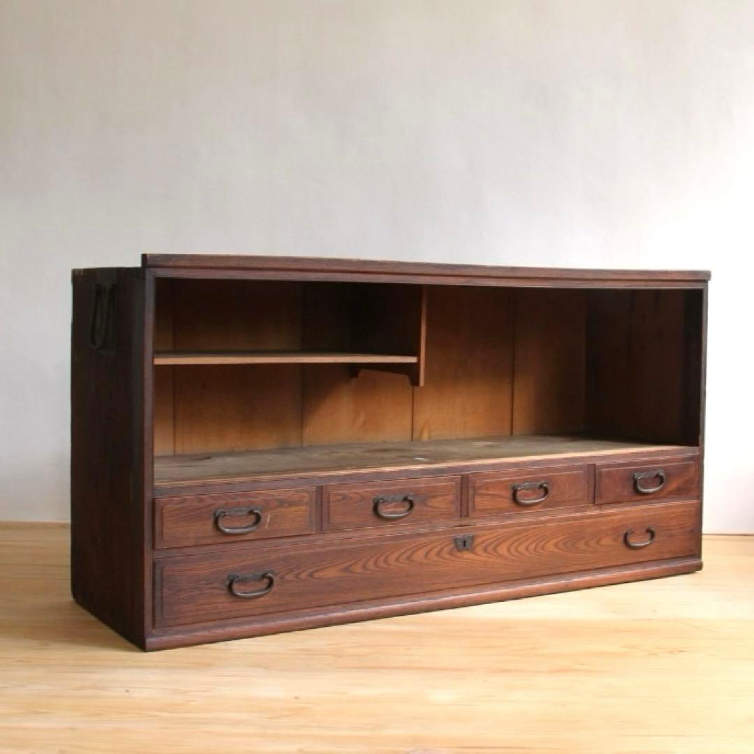 収納棚　食器棚　本棚　木製　古道具　古家具　ビンテージ　アンティーク　レトロ