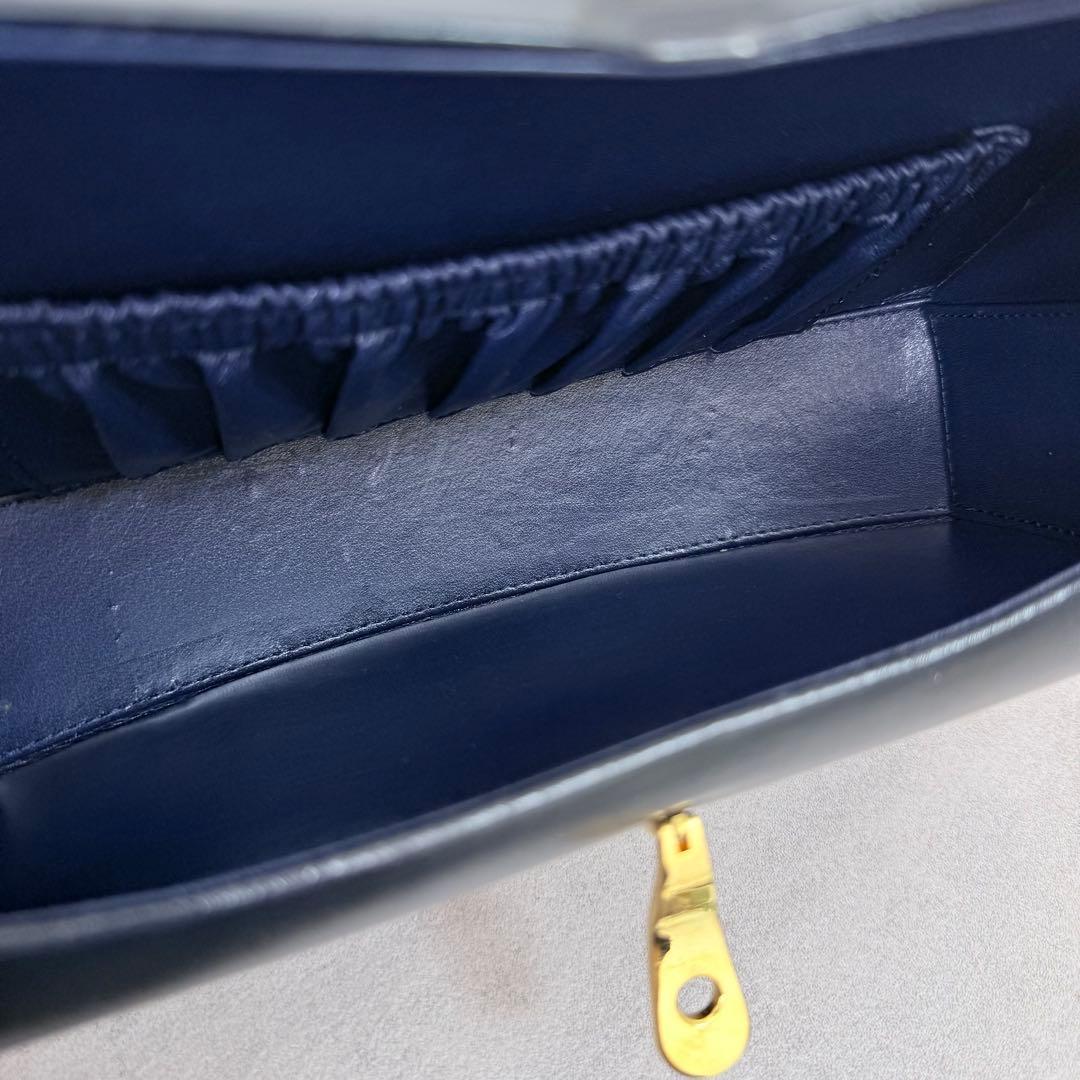 美品 WAKO 銀座和光 フォーマル ハンドバッグ ダークネイビー