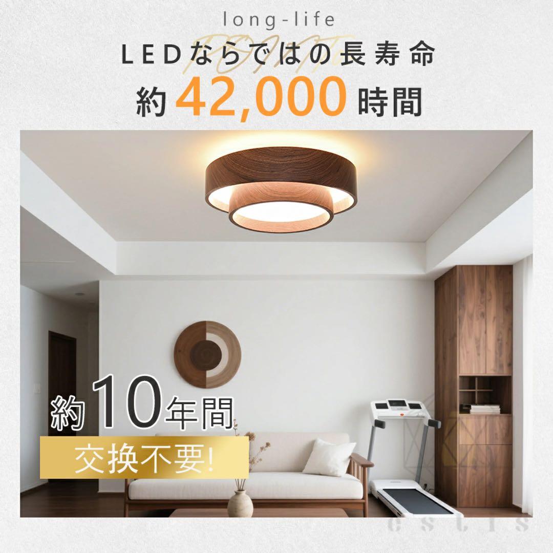 LEDシーリングライト 二重リングデザイン 上下発光 8〜10畳用 リモコン付き
