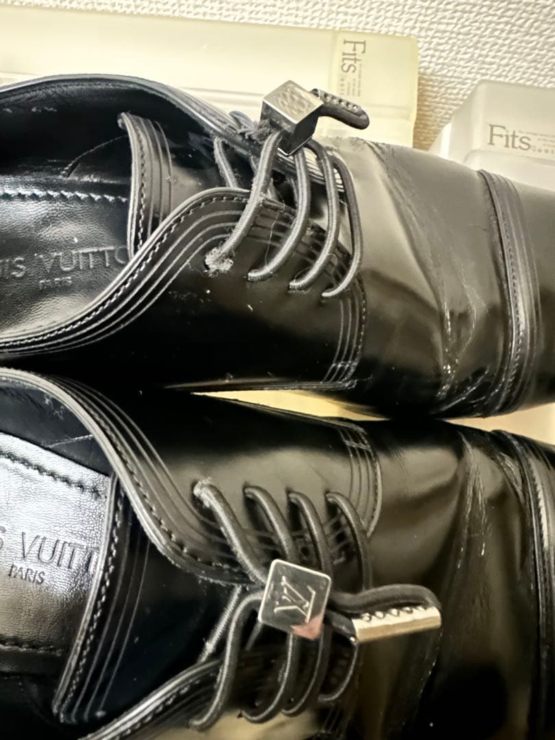 【メンズブランド革靴】ルイヴィトン 黒 ストレートチップレザーシューズ6-1/2