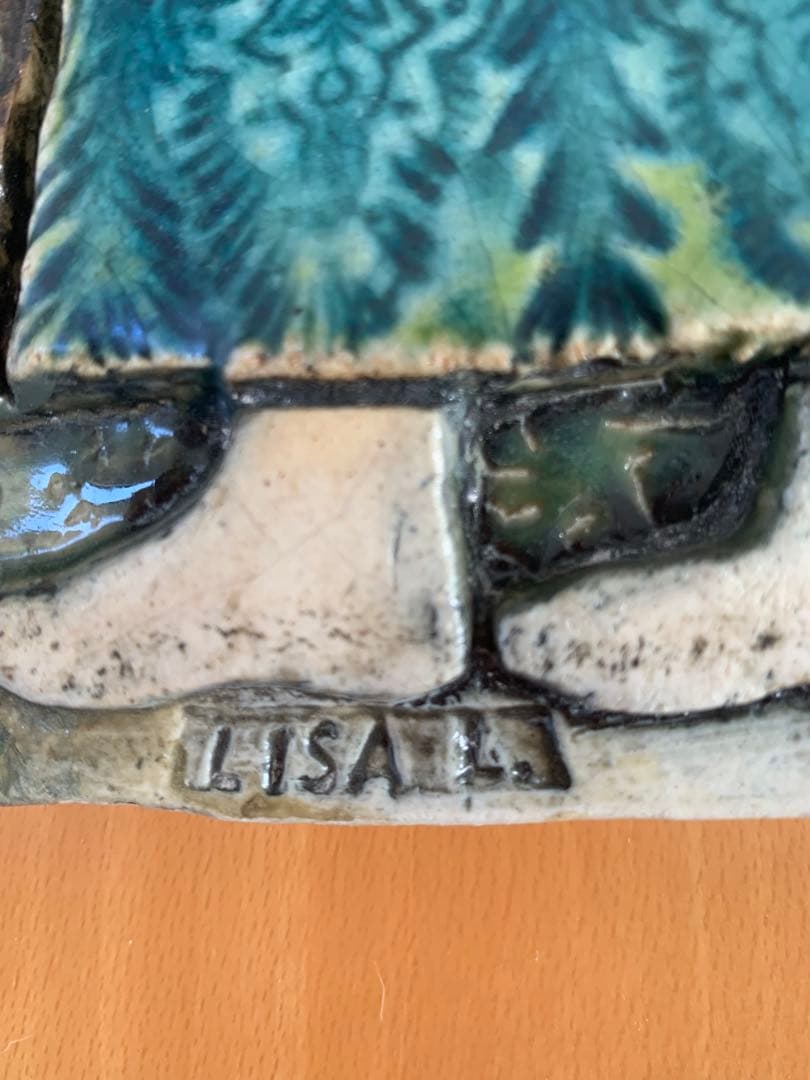 リサラーソン Kvinna med fagelbur 女性と鳥かご　陶板