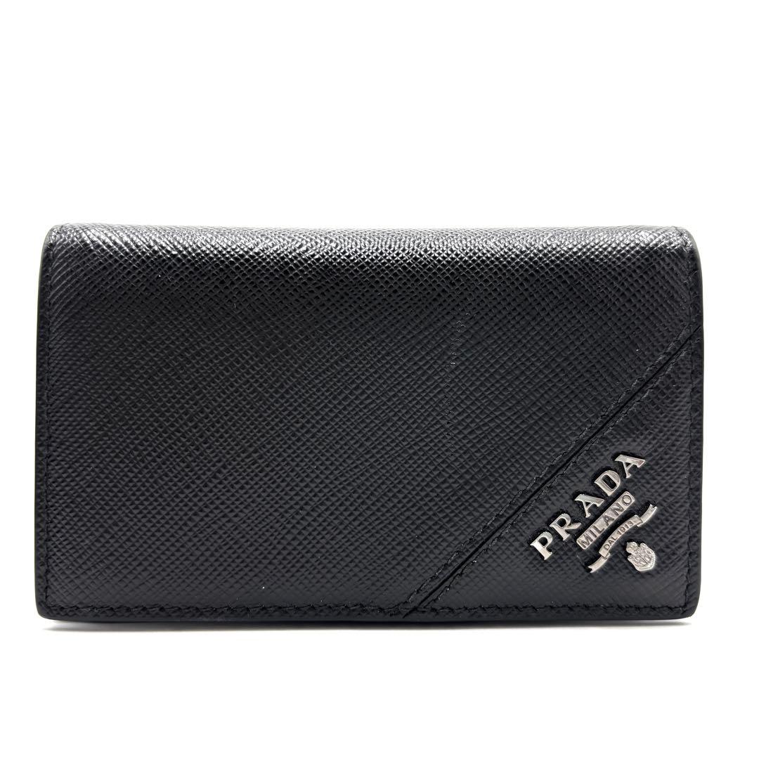 【極美品・RFIDモデル】プラダ 名刺入れ サフィアーノレザー メンズ 黒