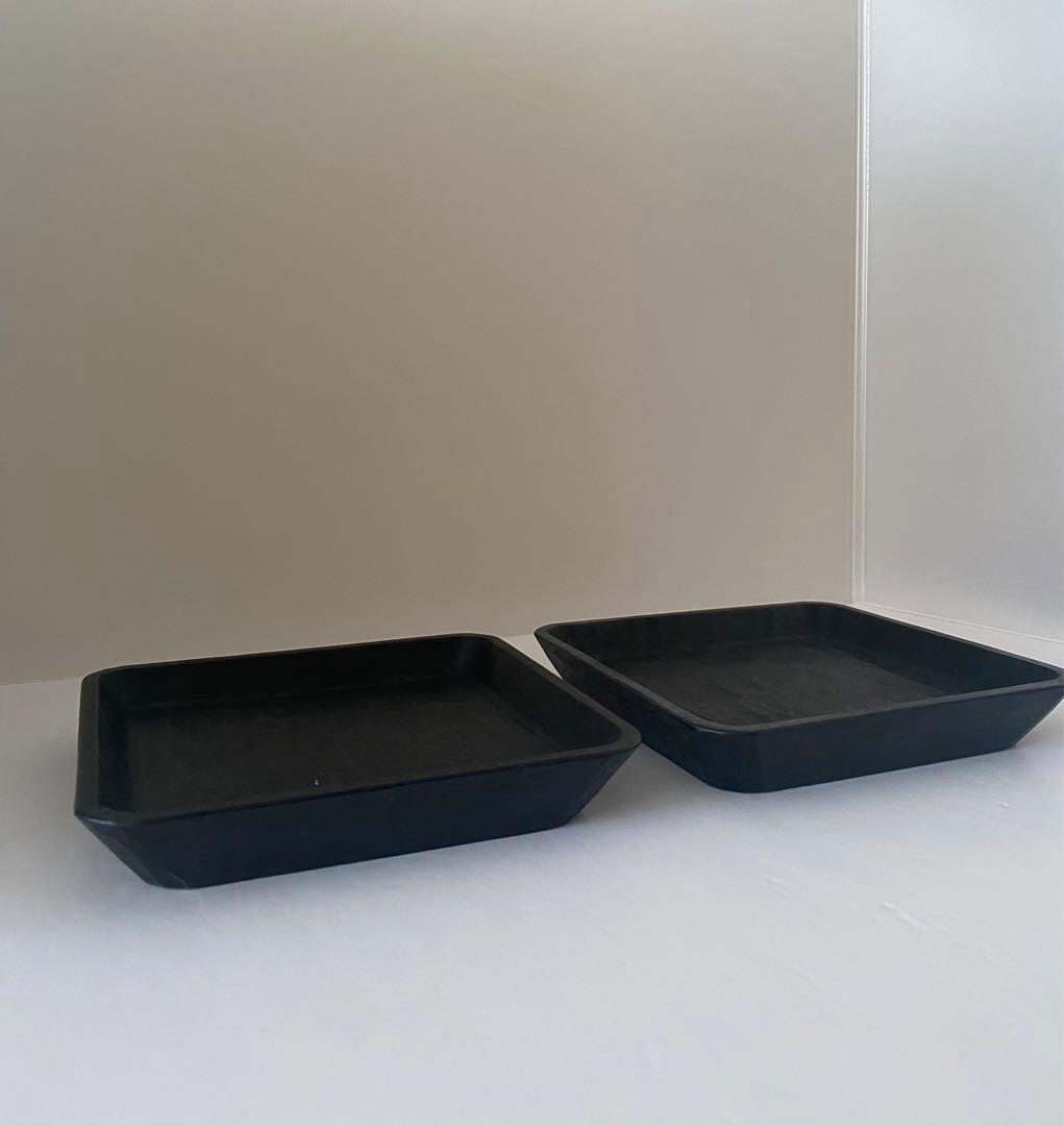 三谷龍二　漆　黒漆　プレート　2点セット