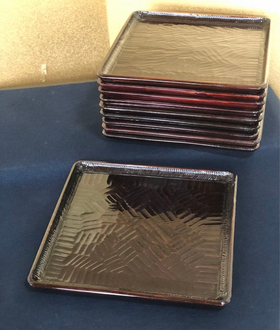 《R》伝統工芸 讃岐彫 四方膳5客 讃岐盆 銘々膳 刳抜　260205く5