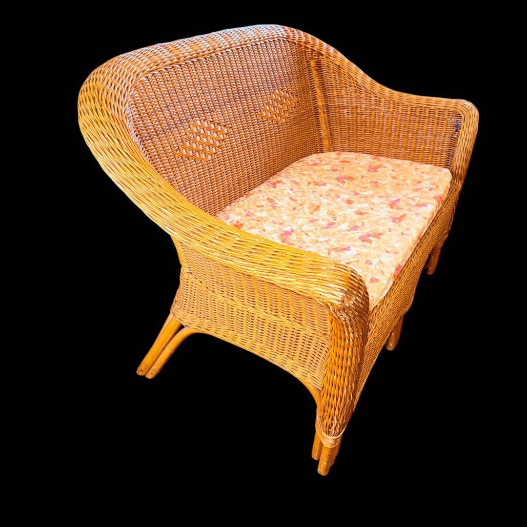 【レア】 2-3人掛け用ラタンソファ ナチュラルチェア ヴィンテージ天然素材 籐