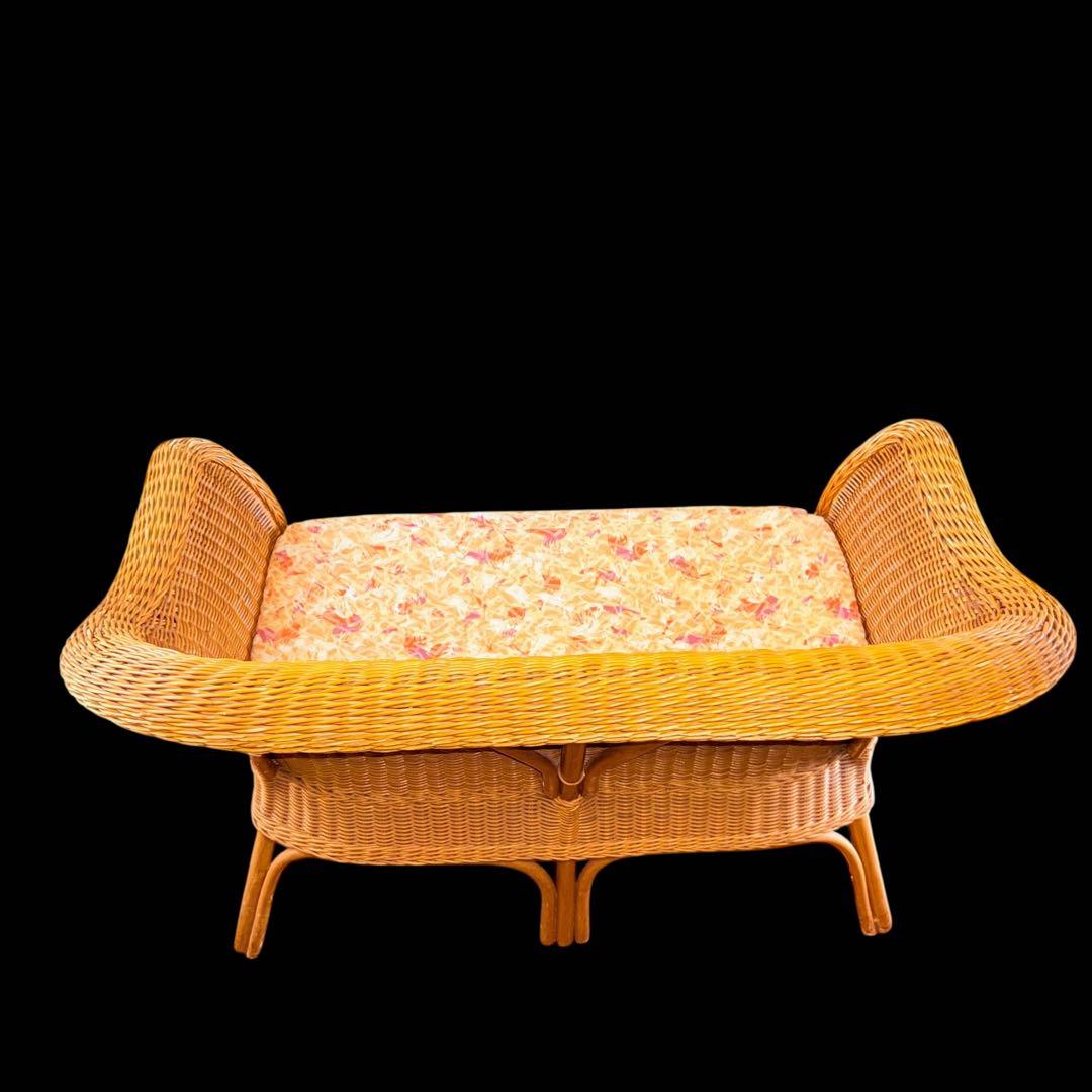 【レア】 2-3人掛け用ラタンソファ ナチュラルチェア ヴィンテージ天然素材 籐