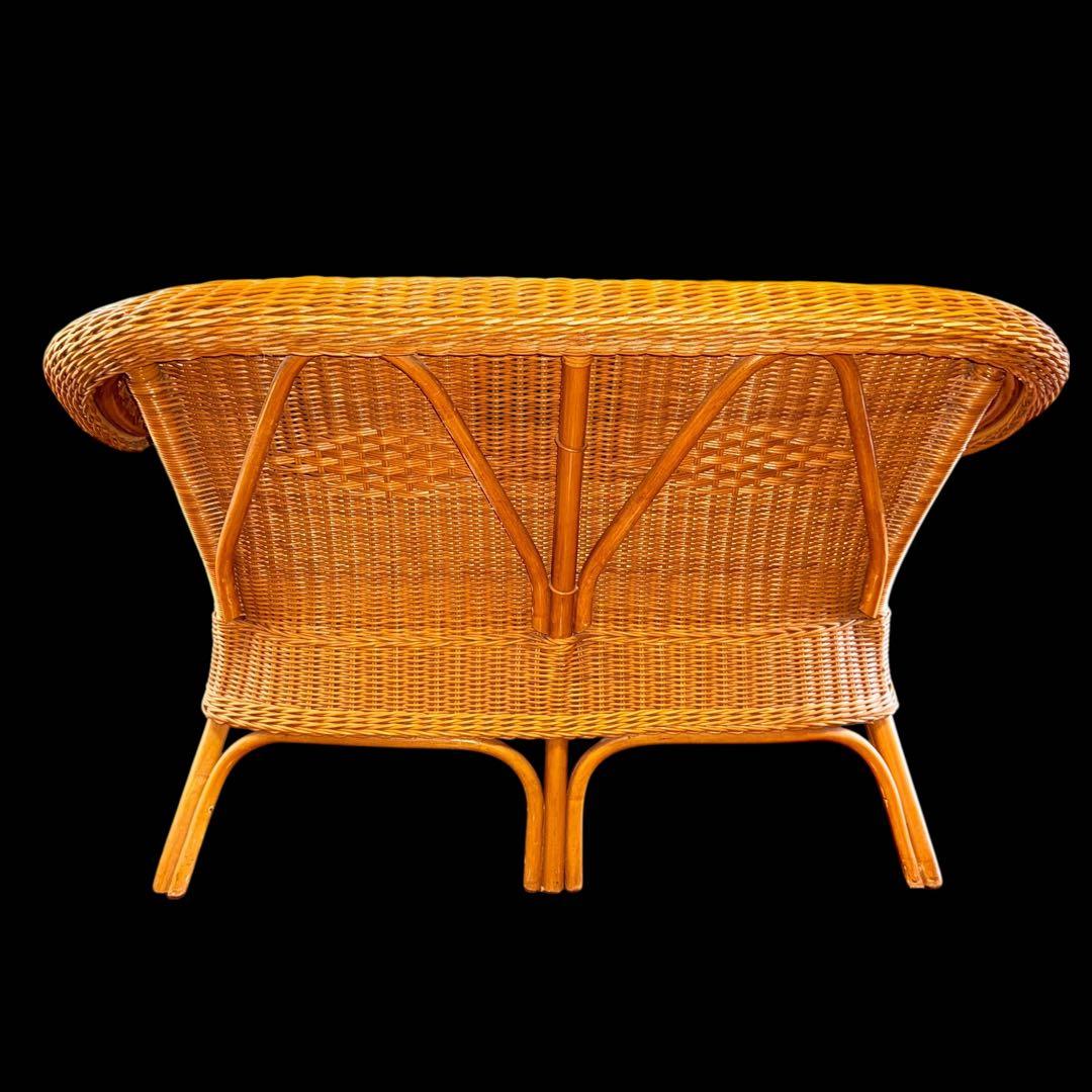 【レア】 2-3人掛け用ラタンソファ ナチュラルチェア ヴィンテージ天然素材 籐