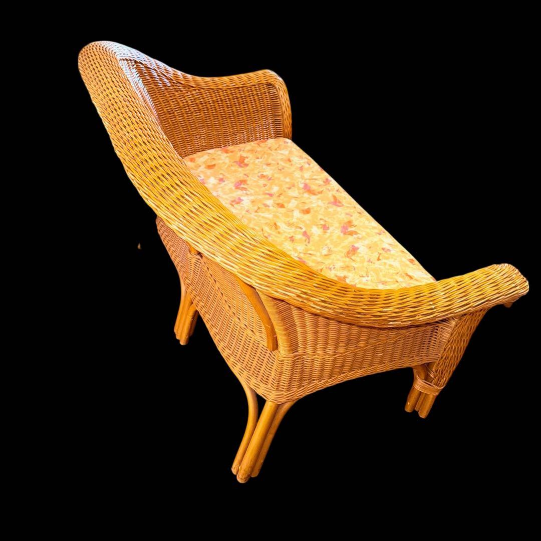 【レア】 2-3人掛け用ラタンソファ ナチュラルチェア ヴィンテージ天然素材 籐