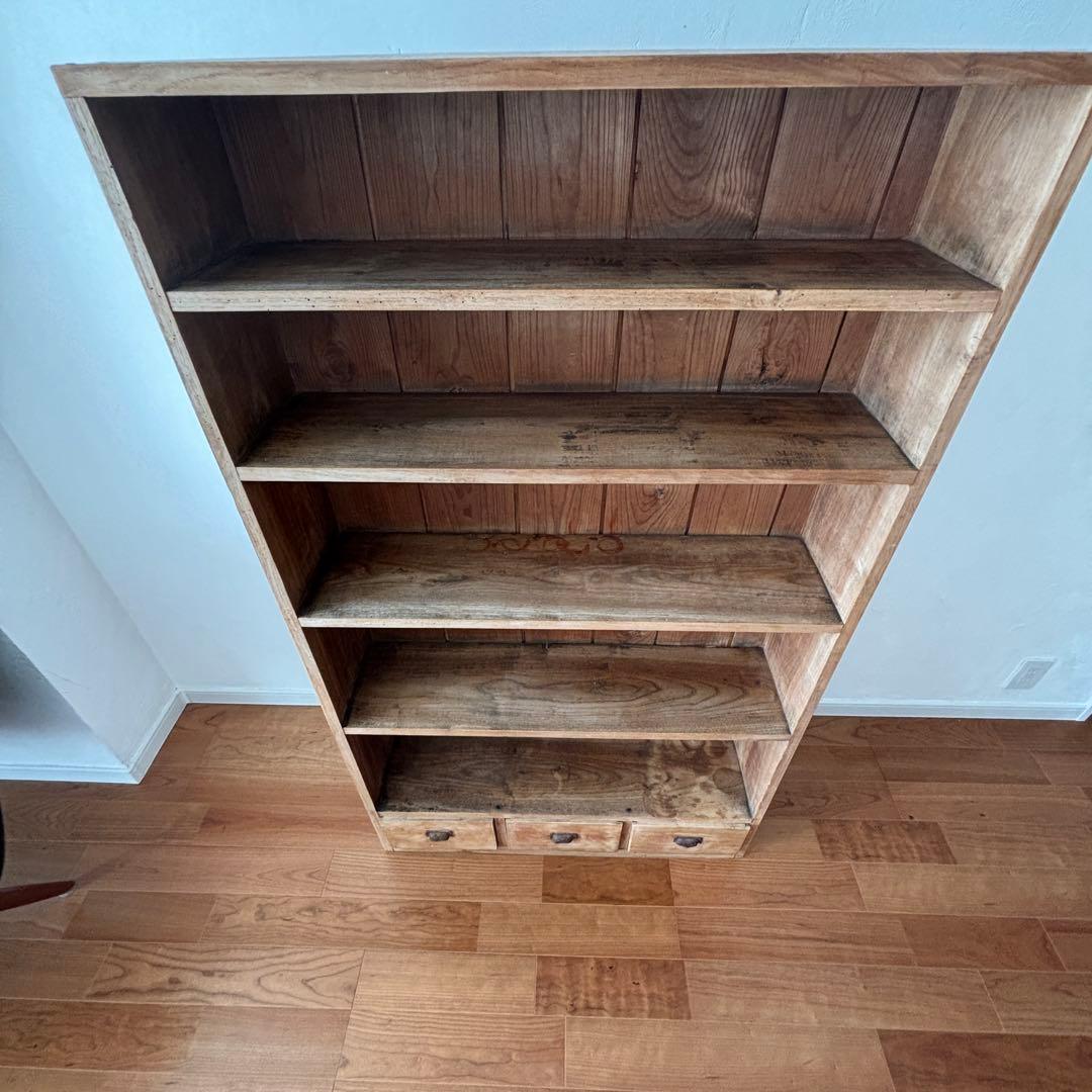 古道具　5段本棚 飾り棚　引き出し付き