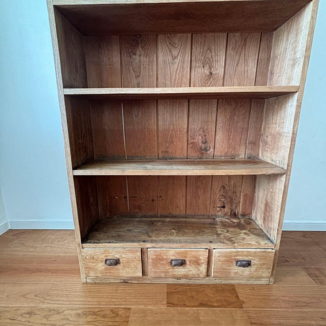 古道具　5段本棚 飾り棚　引き出し付き