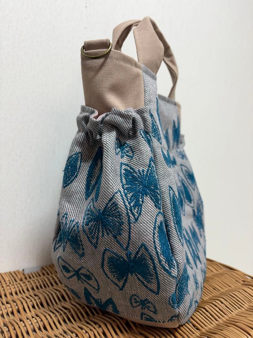 ミナペルホネン＊sky flowerギャザポケバッグ✂️ハンドメイド