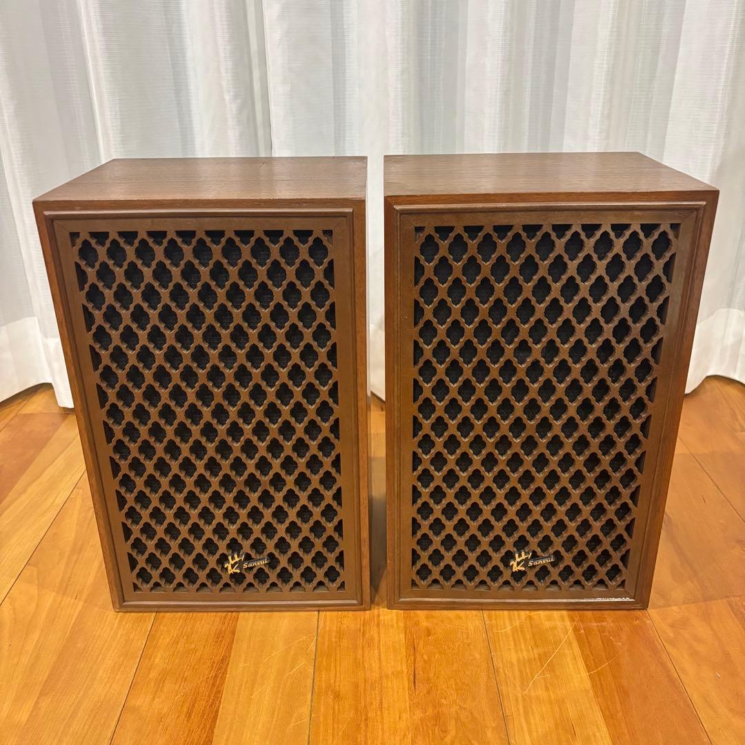【名機】Sansui SP-10 ビンテージスピーカー 格子グリル 木製 美品