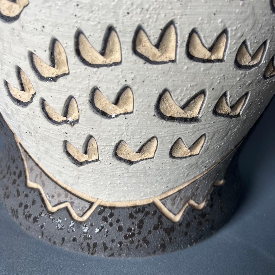 信楽焼傘立て  黒釉ふくろう 高さ44cm