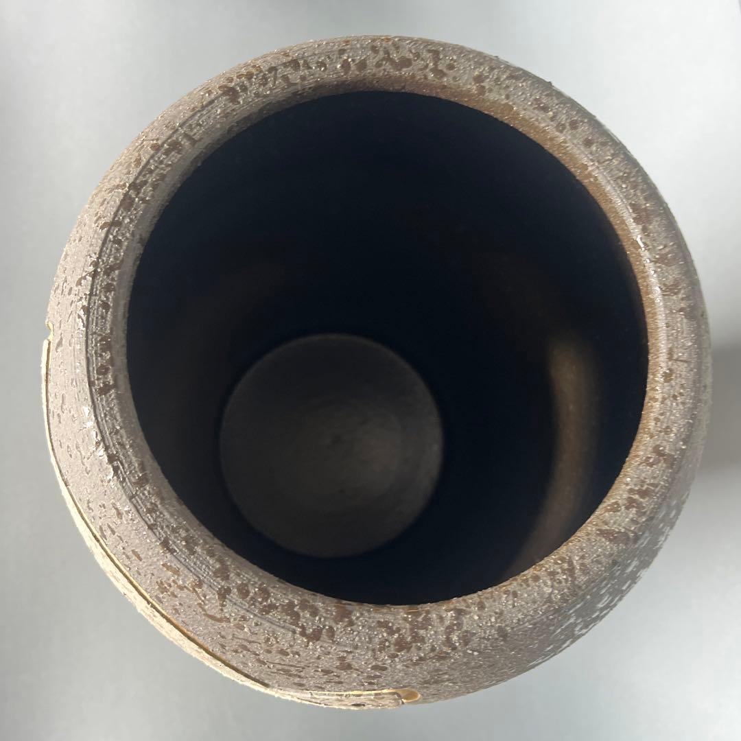 信楽焼傘立て  黒釉ふくろう 高さ44cm