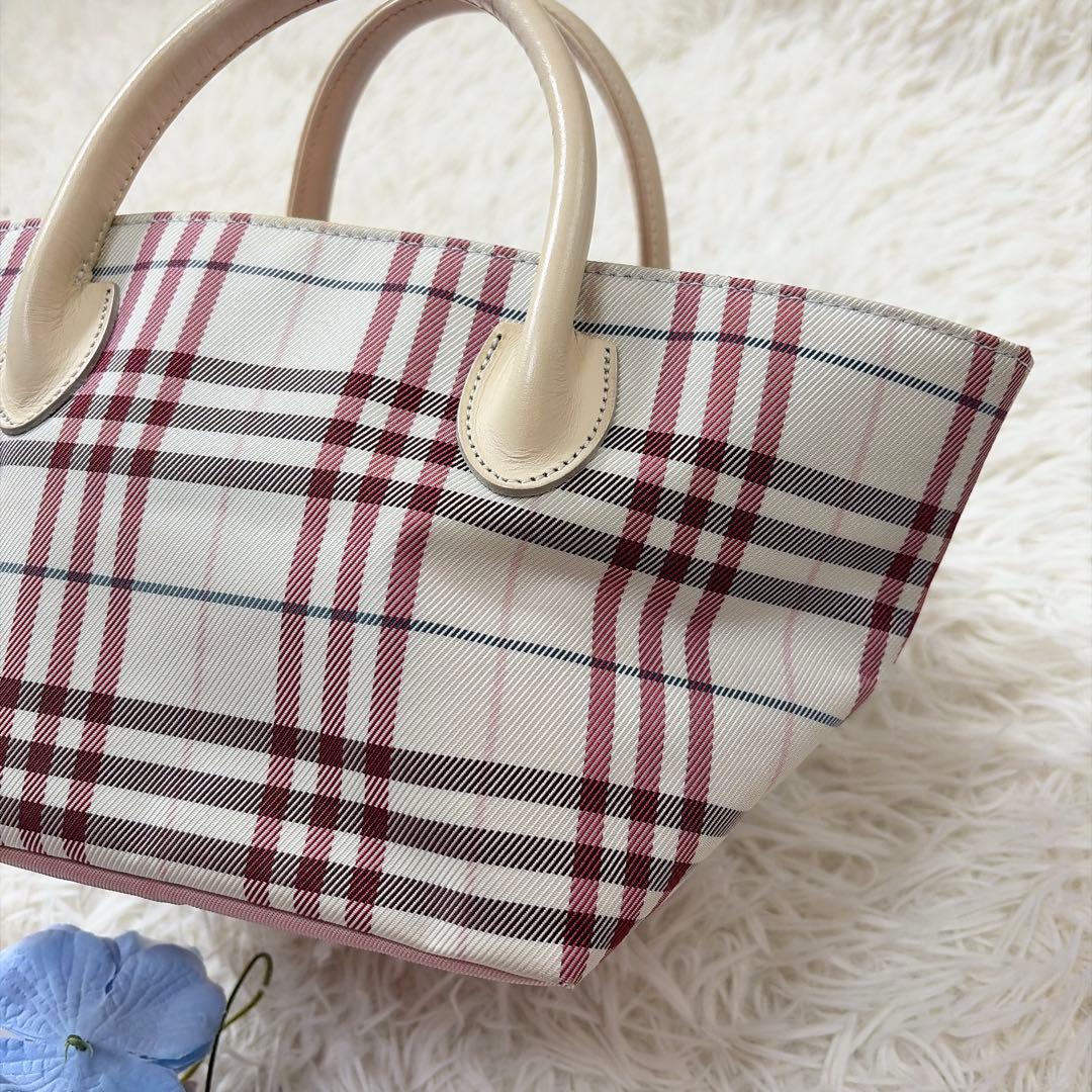 希少✨Burberry Blue Label ピンク 舟形 ミニトートバッグ