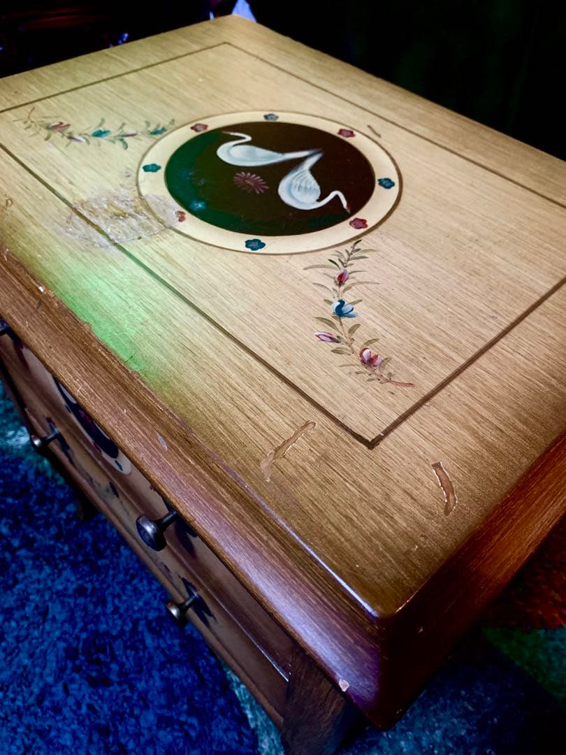 アンティーク　キャビネット　トールペイント　チェスト