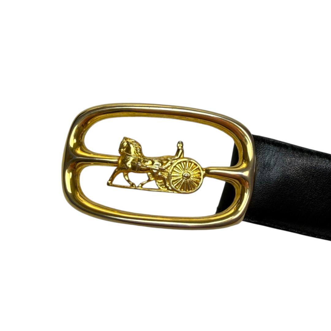 美品 CELINE 3101 ベルト 馬車金具 レザー 本革 ゴールド セリーヌ