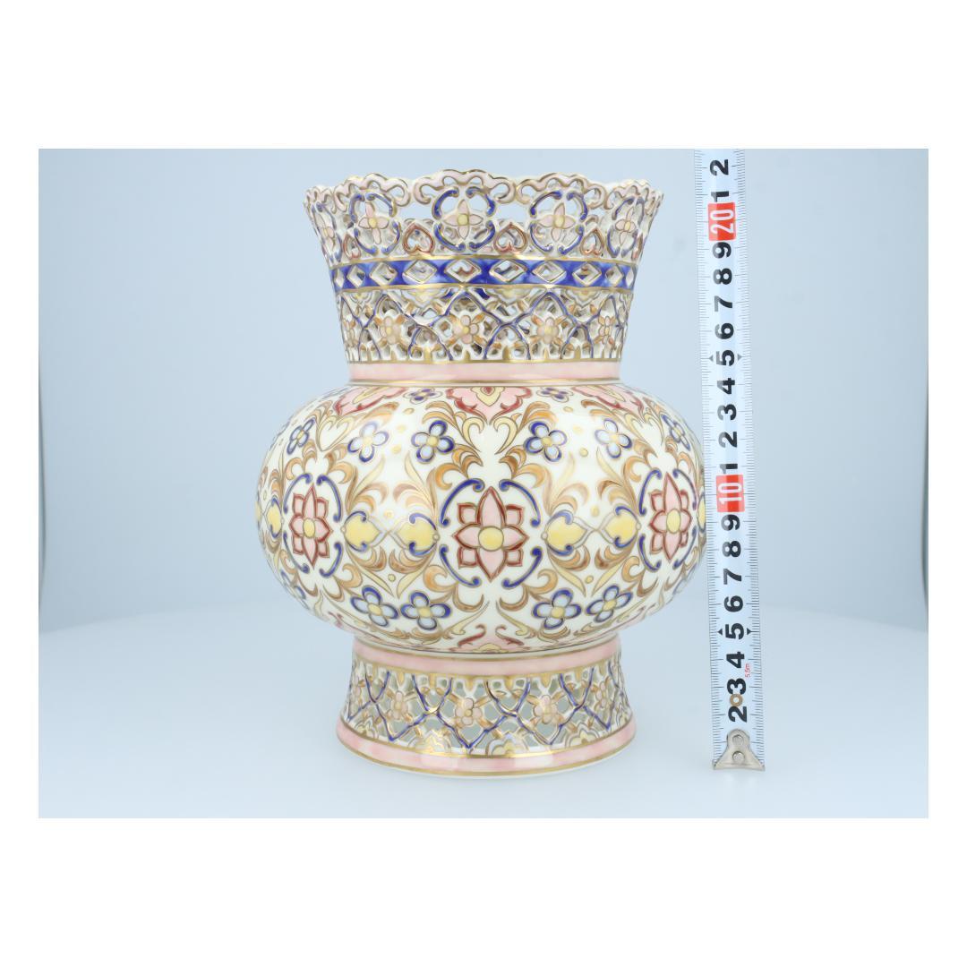 【美品】Zsolnay ジョルナイ 花瓶 金彩装飾 ハンガリー製 アンティーク調