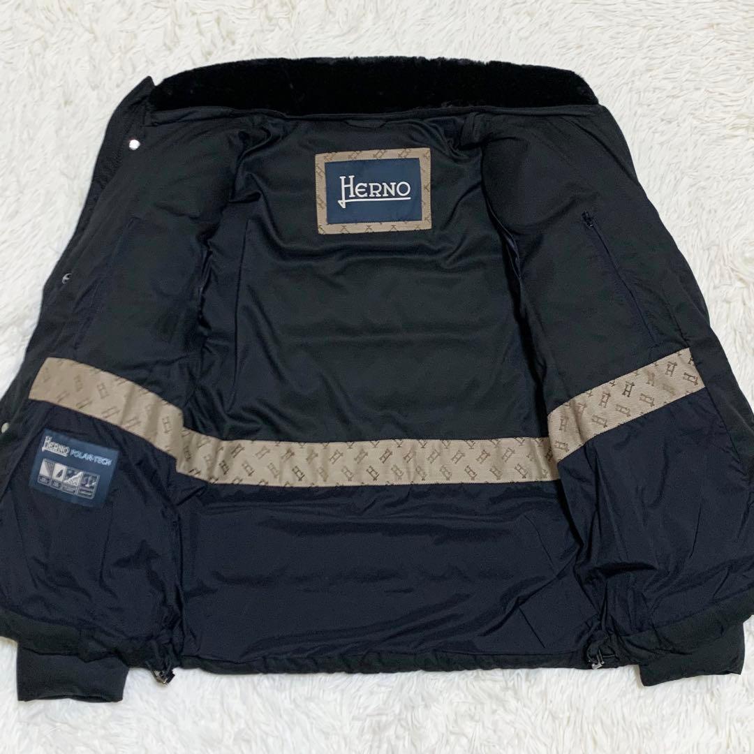 【未使用】ヘルノ ダウン ボンバージャケット アレンデール フェイクファ黒 48