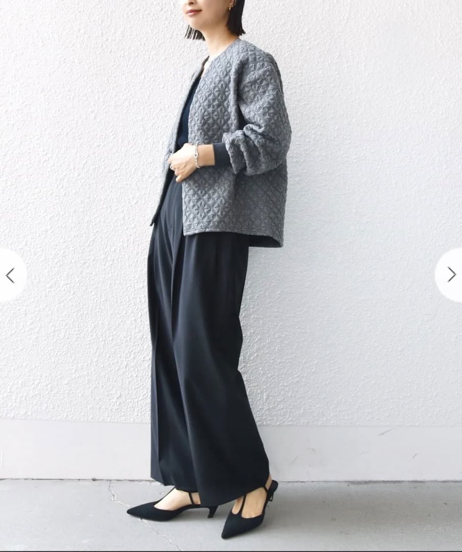 SHIPS キルティング ジャカード カーディガン