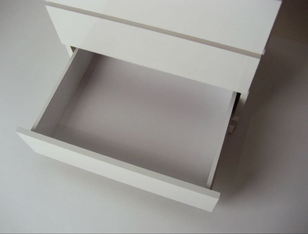 【日本製】ディノス 前面光沢＆引き出し内部化粧チェスト ホワイト　4段