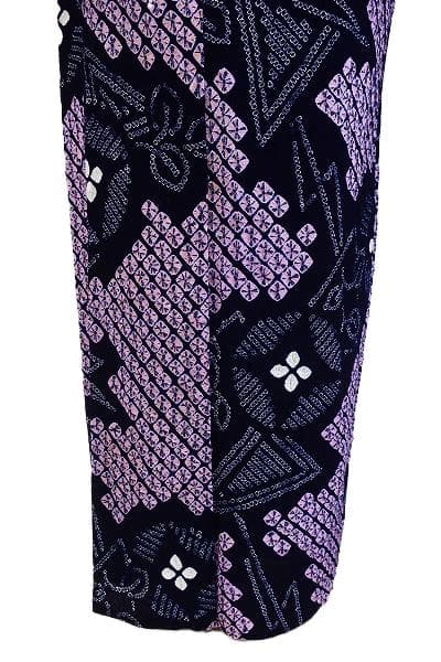 ★専用★未使用品 浴衣 有松絞り バチ衿 紺 花文 身丈163cm お洒落