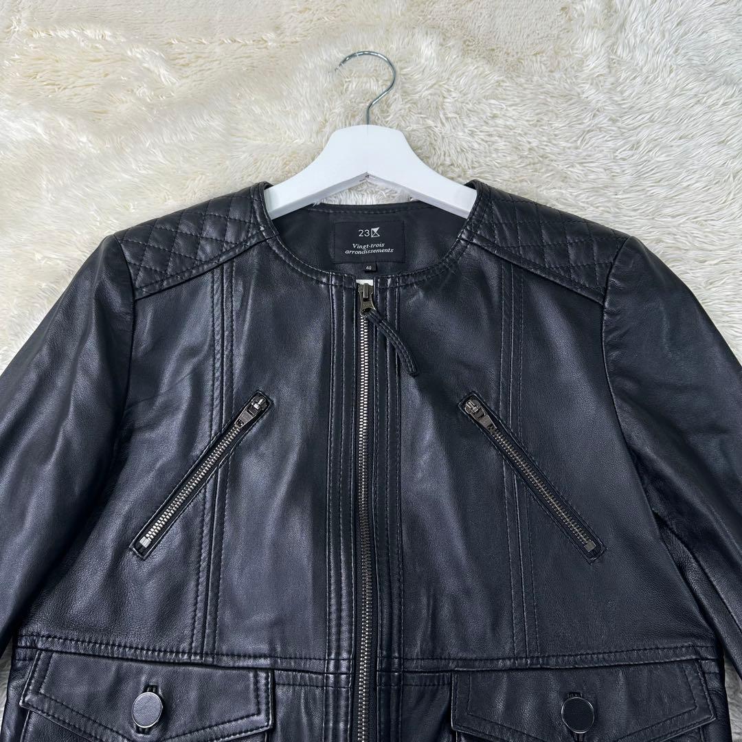 ✨極美品✨23区 ラムレザー ライダース ジャケット ブラック 40 L