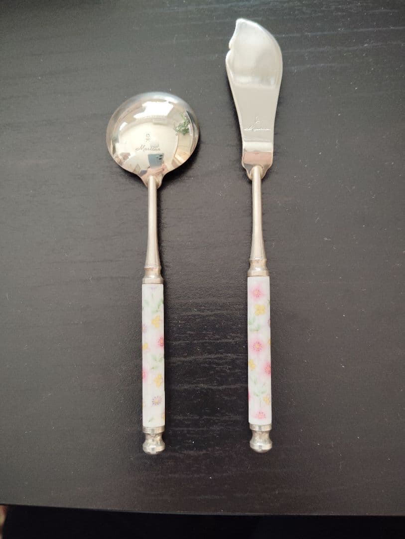 花柄持ち手のスプーンセット 7点　銀製品　箱付き　Martian マーシャン