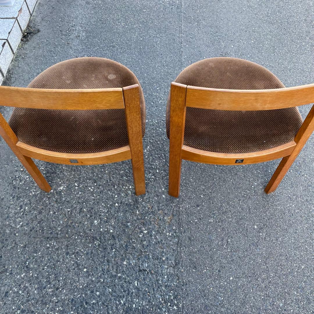 ① 天童木工　TENDO ベロア素材　木製　椅子　2脚ダイニング　コレクション