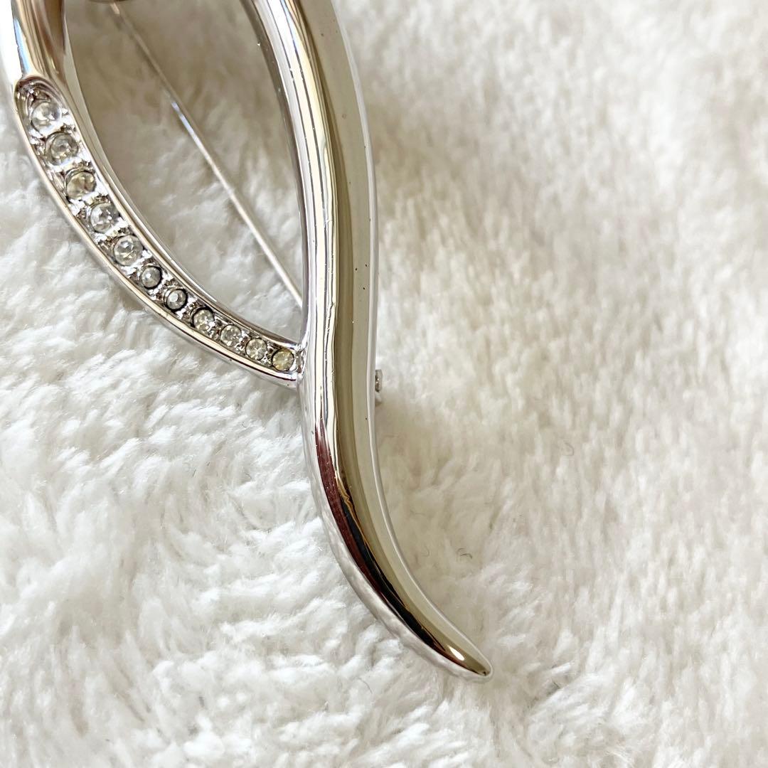 ★美品★ミキモト　パールブローチ　ラインストーン　シルバー　あこや真珠　大珠