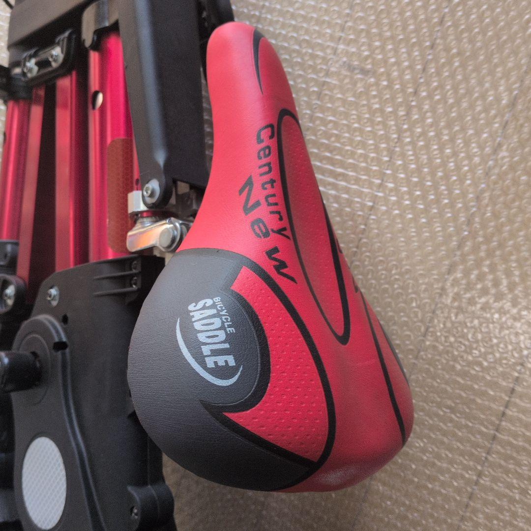 折りたたみ自転車 黒赤 コンパクト収納　 軽量 高さ4段階