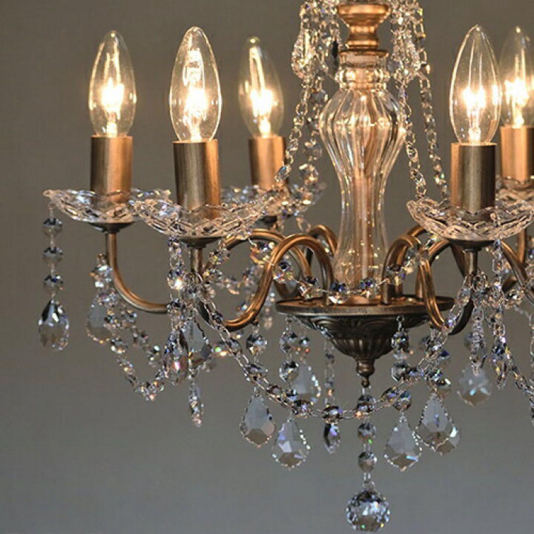 LED対応 6灯 シャンデリア クリスタル装飾